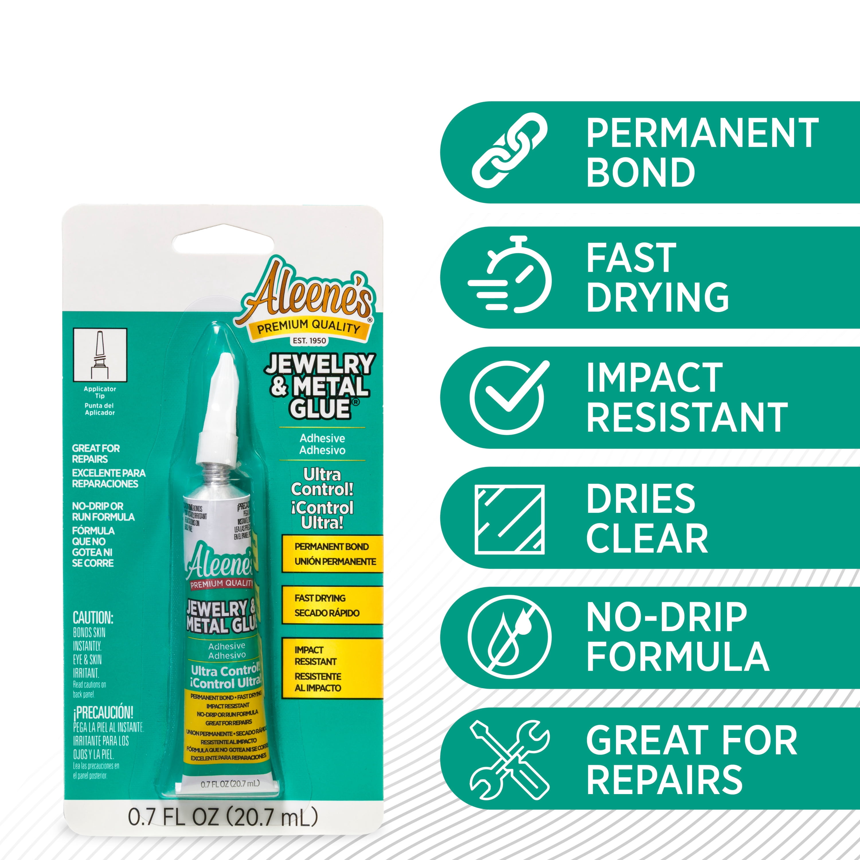 (3 pack) Aleene's Jewelry & Metal Glue 0.7 fl oz, Dries Clear, Permanent Bond