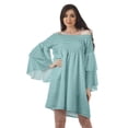 thumbnail image 1 of Moomaya Turquoise Blue Womens Off Shoulder Summer Beach Dress Cotton Vacation Dress With Bell Sleeves - XL, 1 of 7