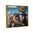 thumbnail image 3 of Stupell Industries Funny Dogs Playing Video Games Livingroom Pet Portrait Metallic Gold Framed Floating Canvas Wall Art, 16x20, by Lucia Heffernan, 3 of 9