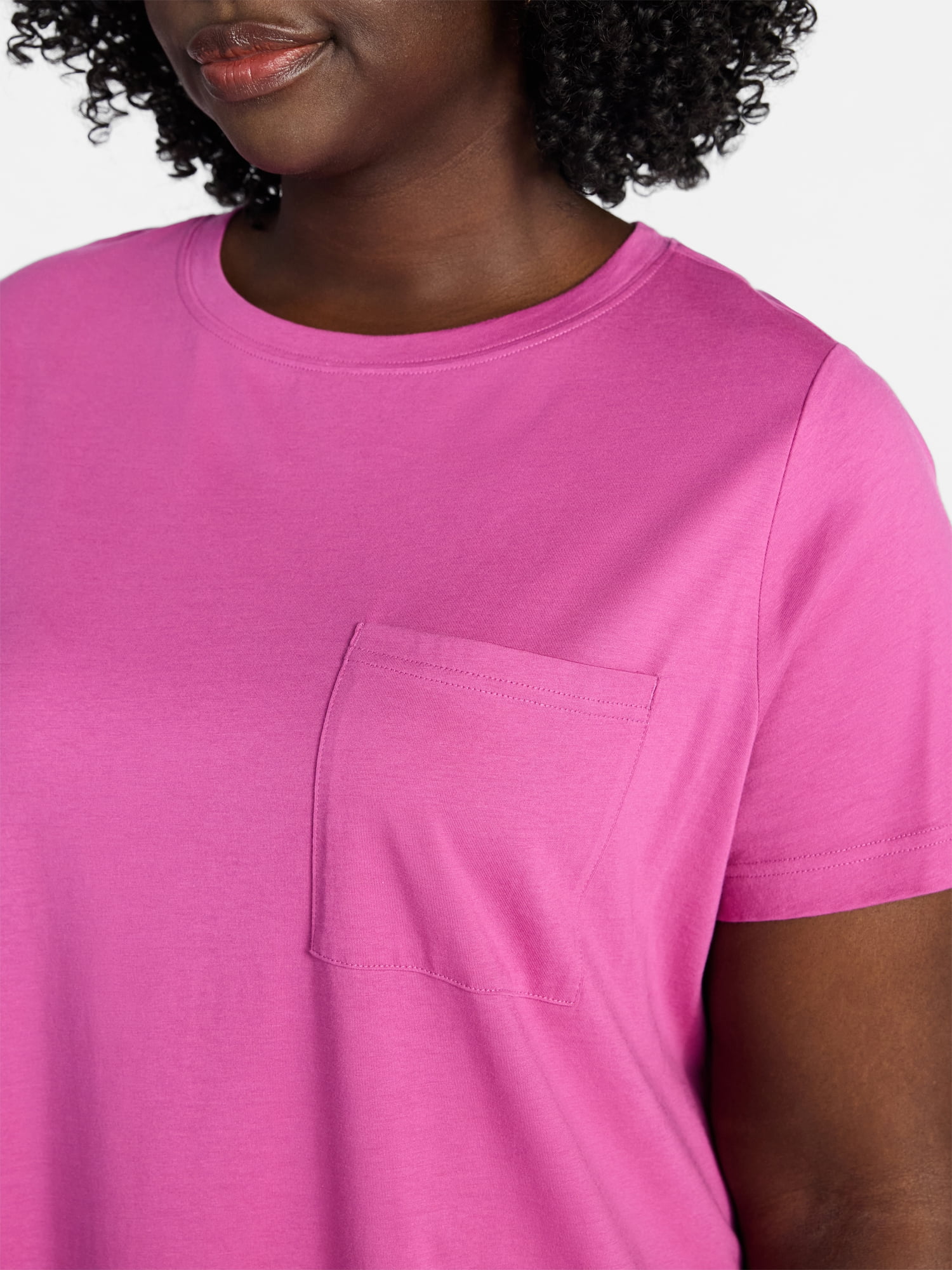 Terra & Sky Women's Plus Size Pocket T-Shirt Dress with Short Sleeves, Sizes 0X-5X