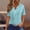 02-Cyan, variant on Women's Vintage Striped Print V Neck T-Shirt, Button Detail Short Sleeve Casual Blouse, Summer Relaxed Fit Casual Tee Top for Women Daily Wear 02-Cyan XL