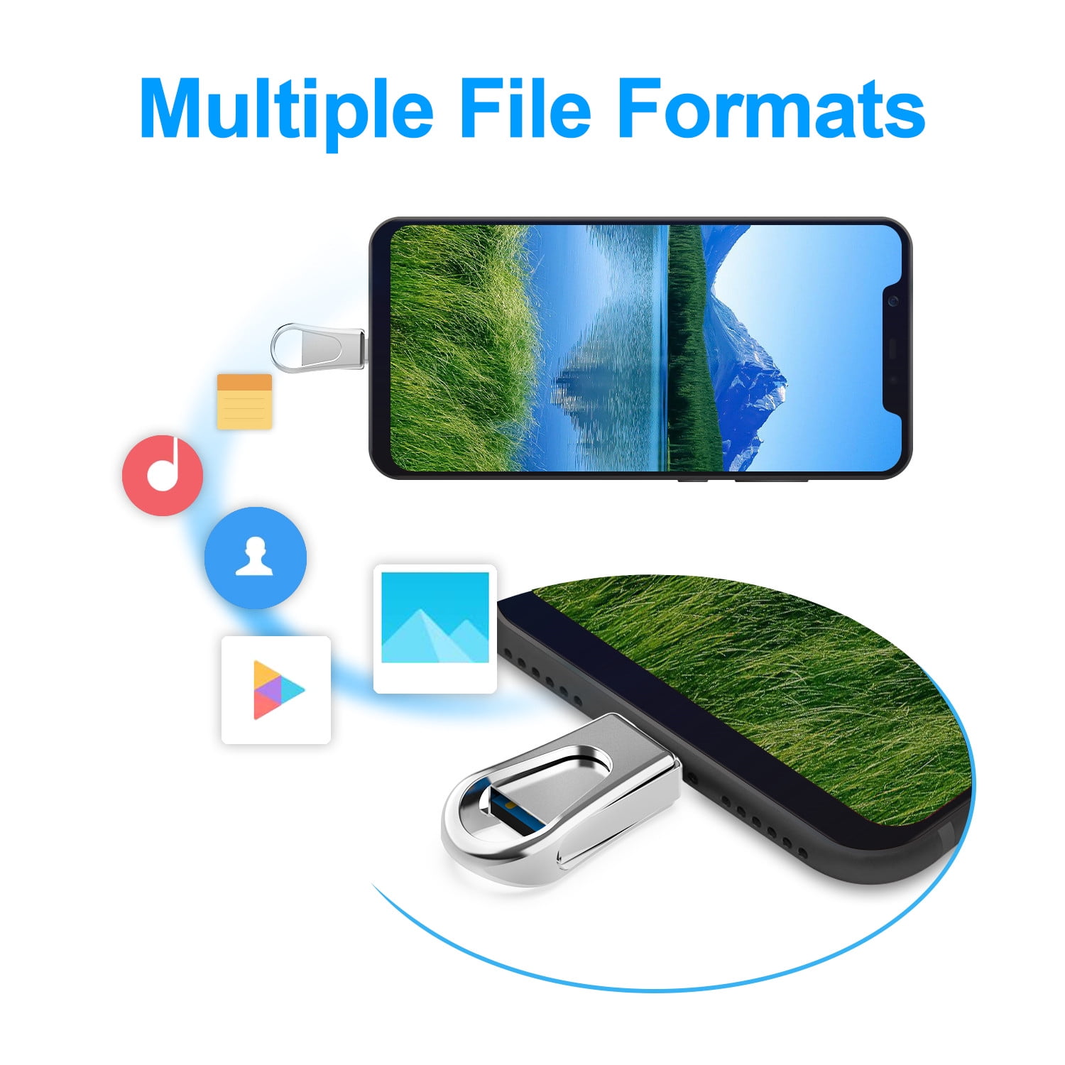 USB C Flash Drive 64 GB for Android Phones OTG Photo Stick External Storage TOPESEL Swivel USB 3.0 Thumb Drive Silver