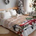 thumbnail image 3 of Christmas Tree Truck Flannel Blanket for Bed,Travel and Camping, Winter Candle Snowflakes Brown Wood Super Soft Cozy Blanket for All Seasons 50"x60", 3 of 9
