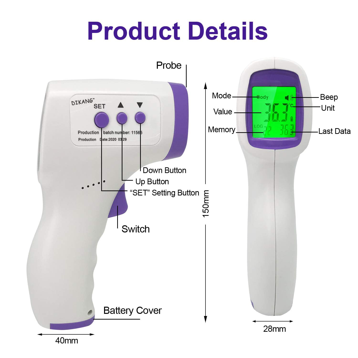 GAOMU Advanced Forehead Digital Thermometer, Non-Contact Infrared, Instant  Reading, Multi-Functional, for Body, Surface & Room Measurement, Babies &  Home Helper 