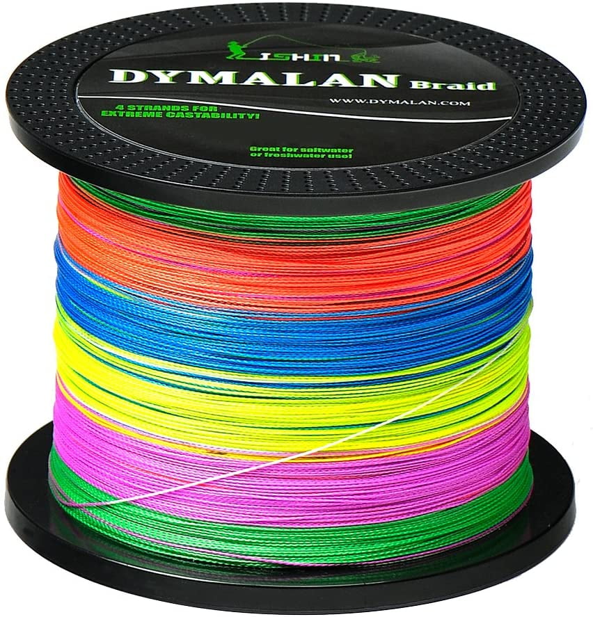 Abrasion Resistant PE Material for Durability Extra Thin Diameter Braided Fishing Line by DYMALAN: 4-Strand Line Suitable for Saltwater &Freshwater Zero Stretch & Low Memory 