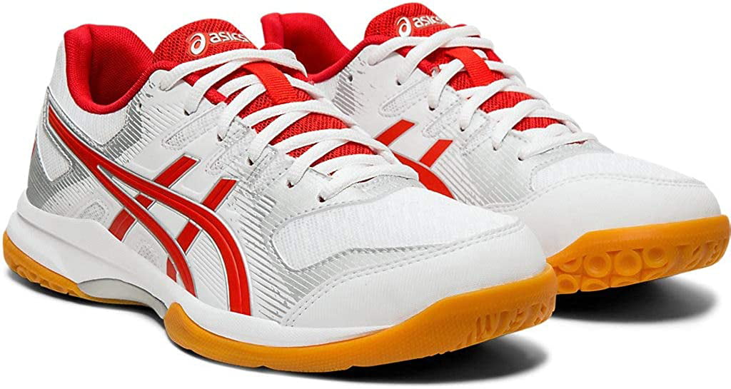 white and red volleyball shoes