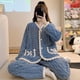 thumbnail image 1 of Pijama de vellón coral para mujer, cárdigan dulce de invierno, manga larga, talla grande, traje de ropa de casa para niña gordita, 1 of 4