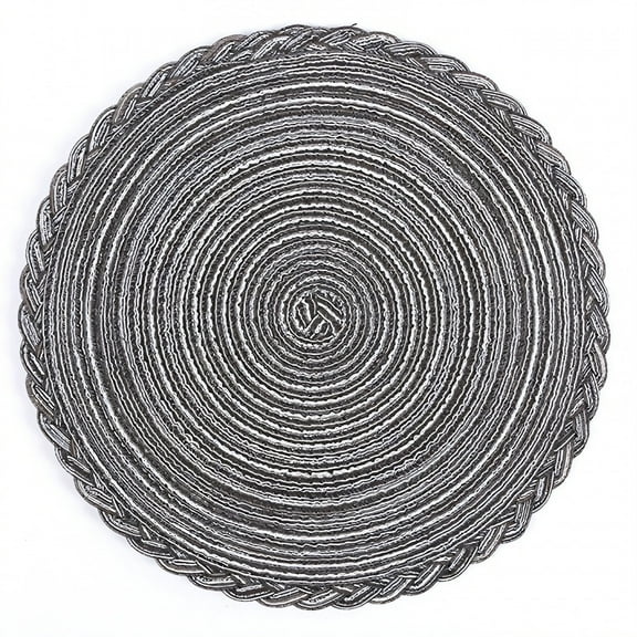 ACDANC Round Placemats,Stability Touch Woven Placemats,Seam Securing Heat Resistant Mat,Gray,7"