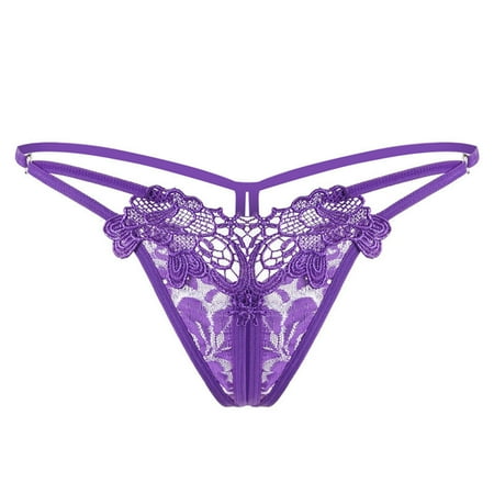 Vintage Satin Lace Panties Women Briefs Underwear Women Hollow Embroidered Panties Low Waist Sexy Thong Side Open Stretch Panties