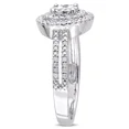 thumbnail image 2 of Illusion Set Diamond Ring, Double Halo Diamond Engagement Ring, Double Row Shank Ring, 2.2 Ct Simulated Diamond, 14K White Gold Plated, 2 of 5