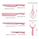 thumbnail image 2 of Juego de 6 Cuchillos de Cocina de Acero Inoxidable MALUBERO Color Rosa, 2 of 4