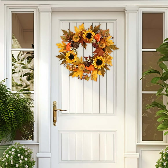 Fwttom Wreaths For Front Door, Artificial Flowers for Outdoors, All Season Home Decor Simulated Fake Wreath For Wall Hanging Wedding Window Home Porch