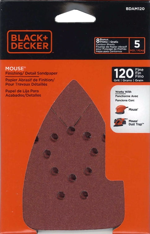 = Black & Decker Mouse 15 pc Replaceable Fingertips Finishing Sandpaper 74-587 