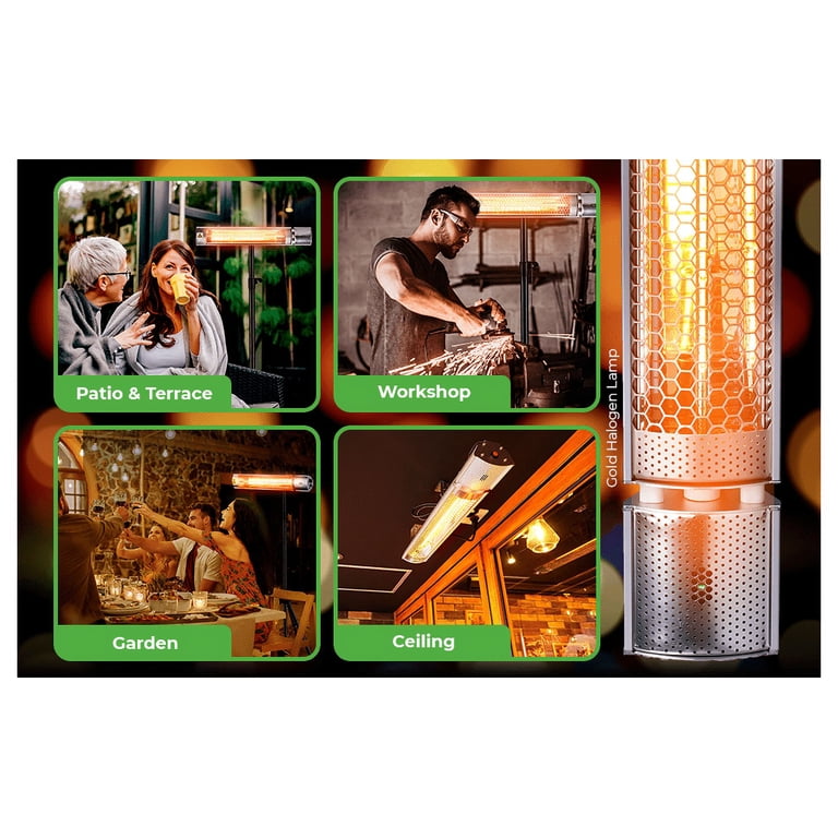EconoHome Electric Outdoor Heater - Infrared heater Outdoor and Indoor  usage - IP65 Dustproof and Waterproof Wall-mounted/Tripod infrared Patio  Heater with Remote Control - 750-1500 Watts Halogen Lamp - Walmart.com