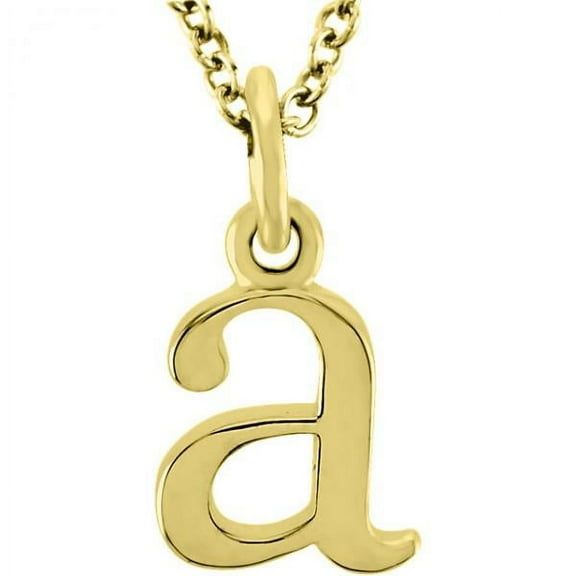 Lower-Case Block Letter Single Initial Pendant Necklace 14k Yellow Gold