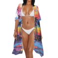 thumbnail image 3 of HELLHERO Tropical Sunset View Bathing Suit Cover Up Polyester Lightweight Free Size Summer Swimsuit Beach Cover Ups for Women, 3 of 6