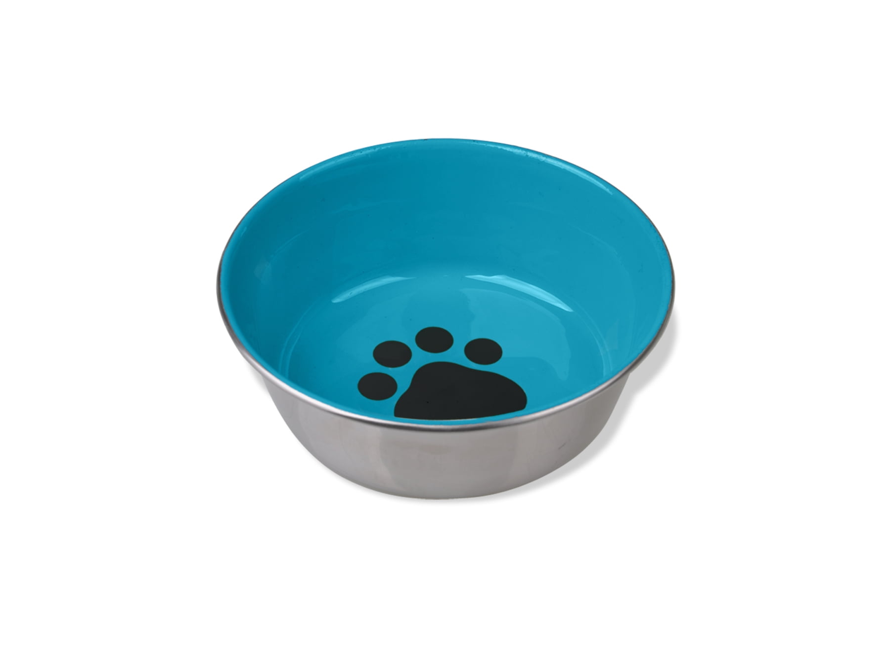Van Ness Decorated Small Heavyweight Stainless Steel Dog Bowl, Full Rubber Base, 24 oz