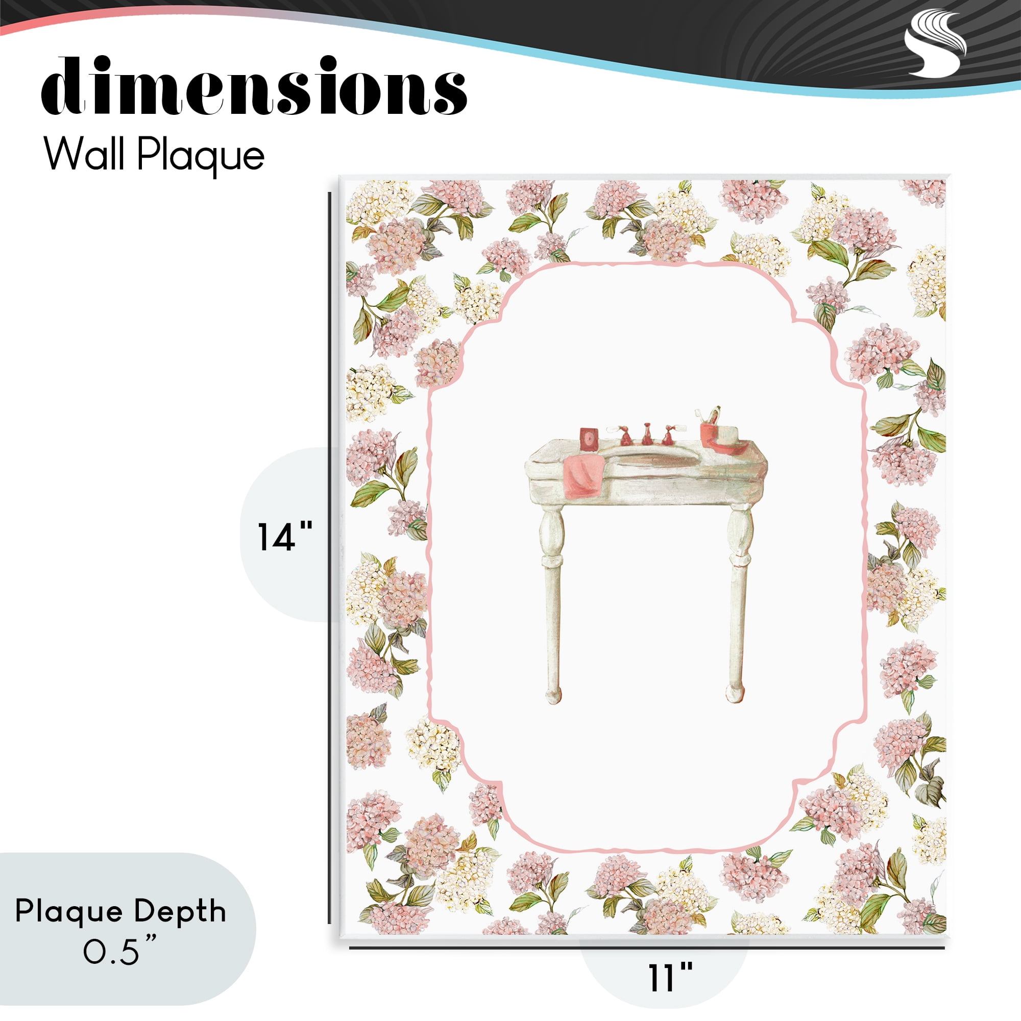 Stupell Industries Elegant Hydrangeas Vanity Wall Plaque Art, design by Carol Robinson