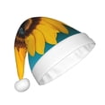 thumbnail image 2 of Fuzoiu Golden Sunflower in Blue Print Santa Hat Christmas Hat for Adults,Santa Hats with Pompom, Unisex Xmas Holiday Hat for Christmas New Year Festive Party Supplies, 2 of 6