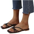 thumbnail image 5 of Juebong Sandals clearance Boho Slide Sandals for Women Girls Dressy Low Wedge Sandal Casual Open Toe Flat Sandals Summer Beach Slip on Sandals Platform Sandals, 5 of 5