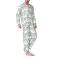 thumbnail image 2 of Gaeub White Birds Print Mens Pajama Set, Long Sleeve Pajamas for men,Lightweight Button Up Sleepwear,Lounge Pjs Set with Pockets-Large, 2 of 7