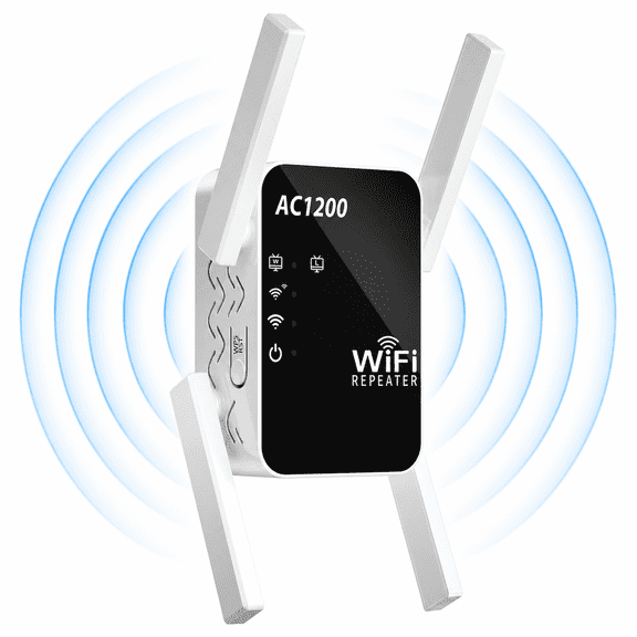 WiFi Extender Signal Booster for Home AC1200, Wireless Range Internet Booster with Ethernet Port & Wps One-Touch Setup, Long Range Extender Repeater