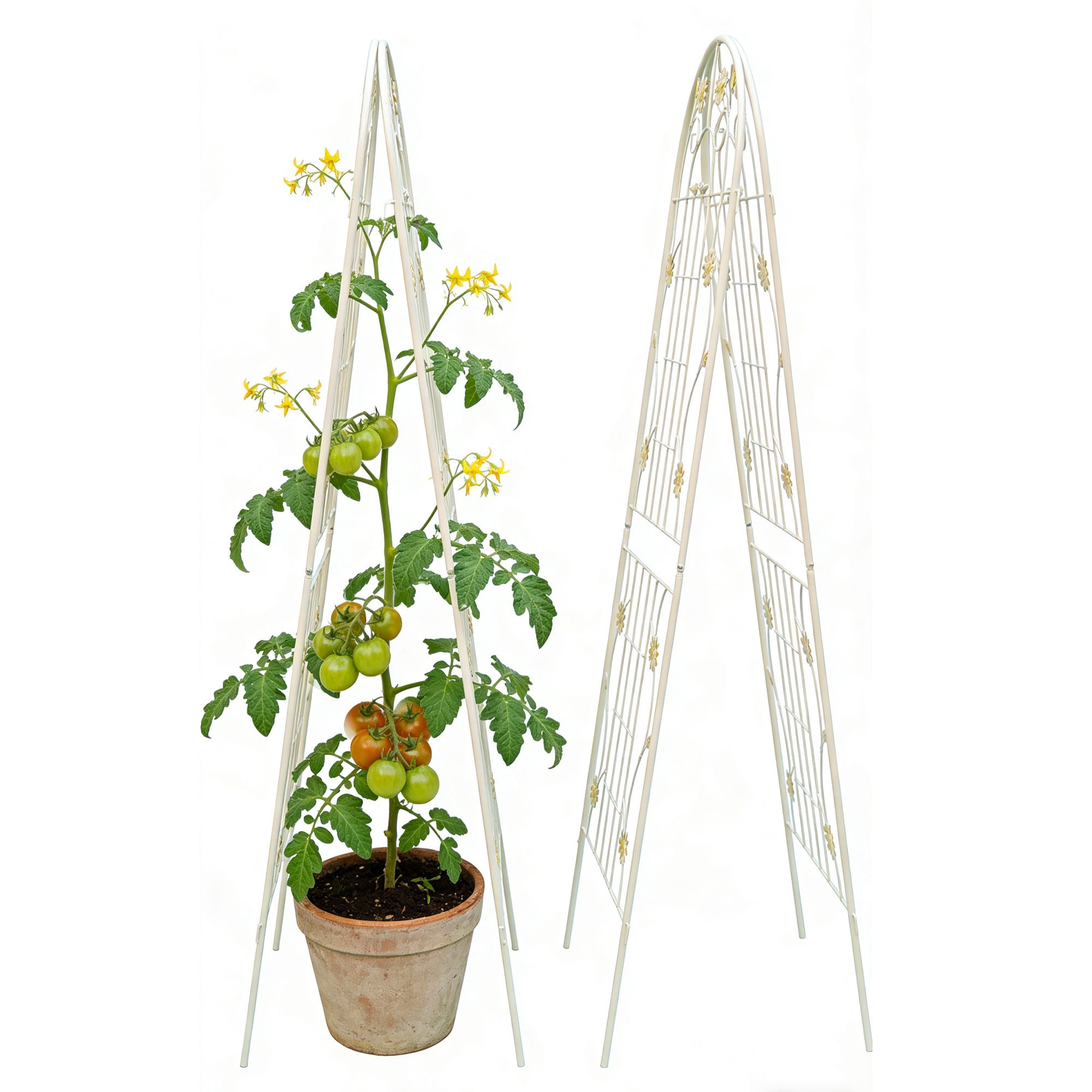 CQSXDA 2 Pack Large Garden Trellis 71"H x 19.7" W Heavy Duty Rustproof White Iron Plant Trellis for Potted Plant Support Metal Climbing Rose Trellis Vine Vegetable Cucumber