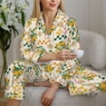 thumbnail image 5 of KLL Lemon Print Women's Long Sleeve Pajamas with Pants Sleepwear Loungewear 2 Set-Large, 5 of 7