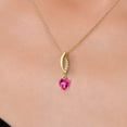 thumbnail image 3 of Gem Stone King 14K Yellow Gold Pink Created Sapphire and Lab Grown Diamond Pendant Necklace for Women | 0.83 Cttw | Gemstone September Birthstone | Heart Shape 6MM | With 18 inch Chain, 3 of 6