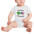 thumbnail image 2 of Brazilian American Flag Two Hearts Baby Bodysuit Baby Clothes (White, 0-3 Months), 2 of 5