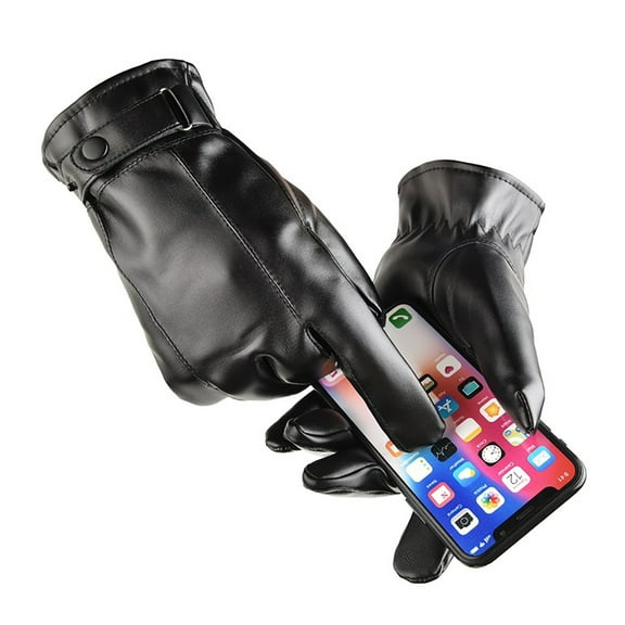 Black Gloves,Leather Gloves,Mens Winter Black Leather Gloves For Driving Dress Real Sheepskin Leather Warm Fleece Lined Gloves,Washed Leather With Insulation And Driving(Black)