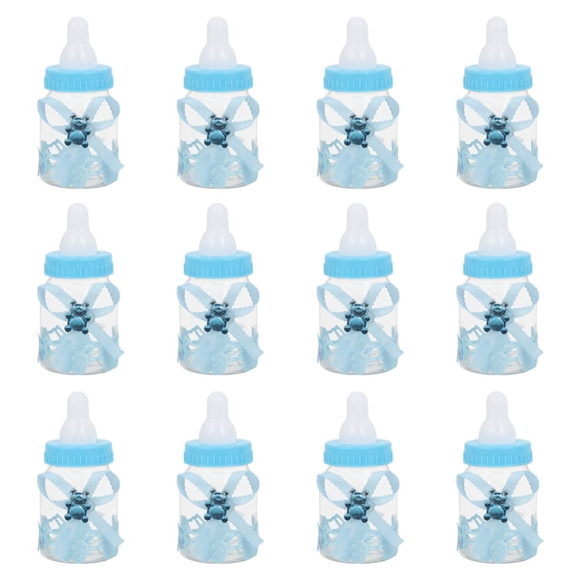 12 bonitas botellas rellenables de plástico para dulces y bombones.