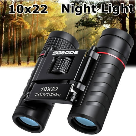 SGODDE 10x22 Binoculars Waterproof Folding High Powered Binoculars Mini Pocket Night Vision with Bag for Outdoor Bird Watching Travelling