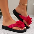 thumbnail image 6 of HTHLVMD Comfortable Non-Slip Beach Shoes, 3d Floral Sandals for Women 2026 Dressy Flatform Thongs Flip Flops Summer Beach Vacation Fashion Casual Flip Flops Elegant Flower Trim Slippers, Red 6, 6 of 7