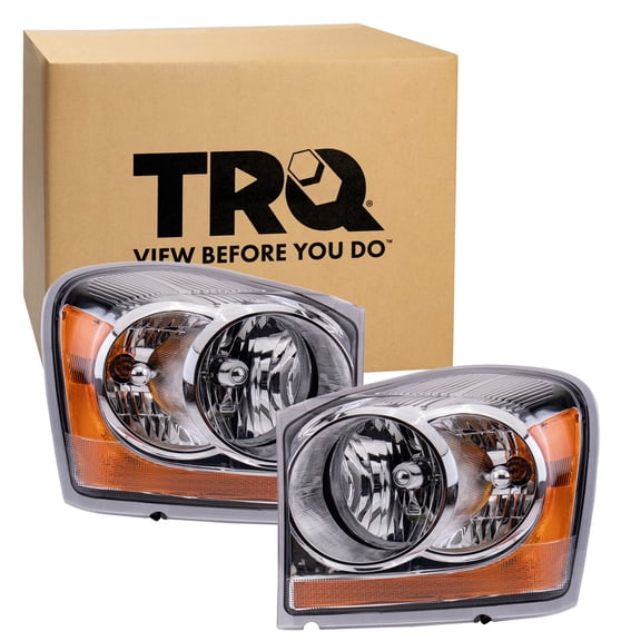 TRQ Headlight Assembly Set CH2502147 CH2503147 Fits 2004-2005 Dodge Durango