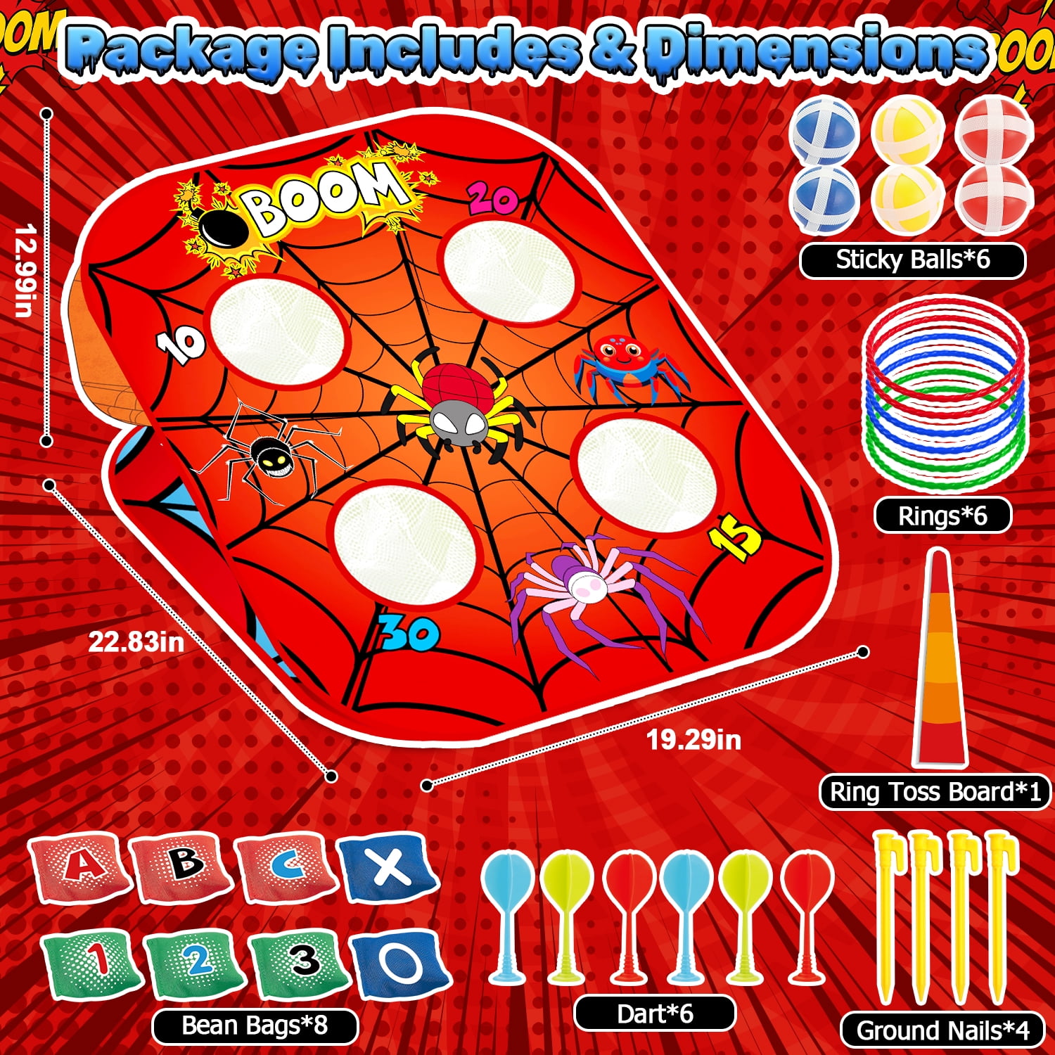 Caunedy 5 in 1 Bean Bag Toss Game Set,Family Party Supplies for Kids,Fun Outdoor Games Toys Gifts for Kids Age 3-10