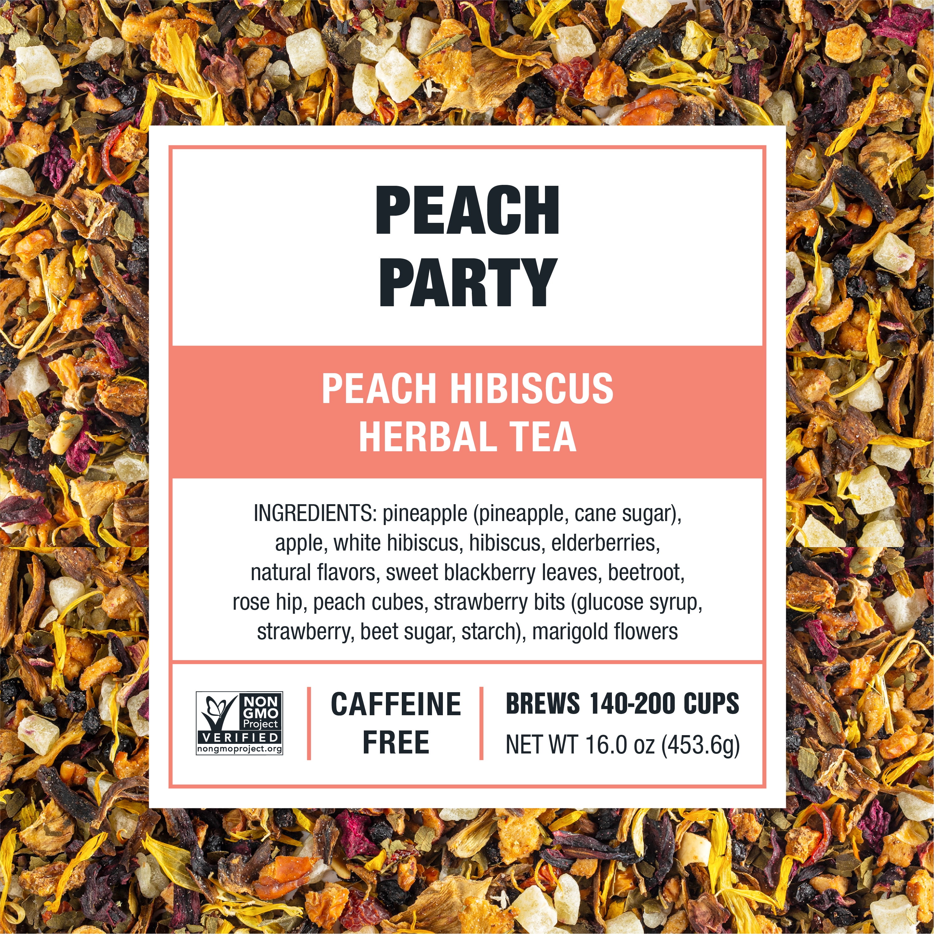 Tiesta Tea - Peach Party, Immunity Loose Leaf Tea Blend, Peach Hibiscus Herbal Tea, Non-Caffeinated Fruit Tea, Make Hot or Iced & Up to 200 Cups, Made w/ Natural Ingredients - 16oz Resealable Pouch