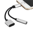 thumbnail image 2 of Adaptador Ele-gate WI142 para iPhone Lightning 3.5 Auxiliar Audífonos y Carga Gris, 2 of 4