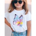 thumbnail image 1 of Girls' Dreamy Watercolor Butterfly T-Shirt - Soft, Stretchy & Comfortable Round Neck Short Sleeve Top for Spring/Summer/Fall, Colorful, Summer Top, 1 of 6