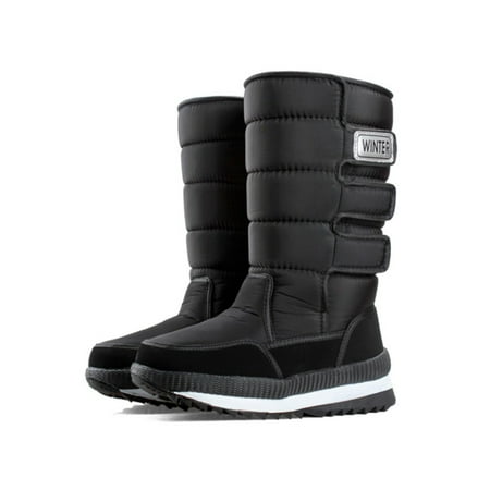 

Woobling Womens Mens Warm Shoes Mid Calf Snow Boots Faux Fur Winter Boot Outdoor Casual Plush Lined Cold Weather Women s Black 6 Women