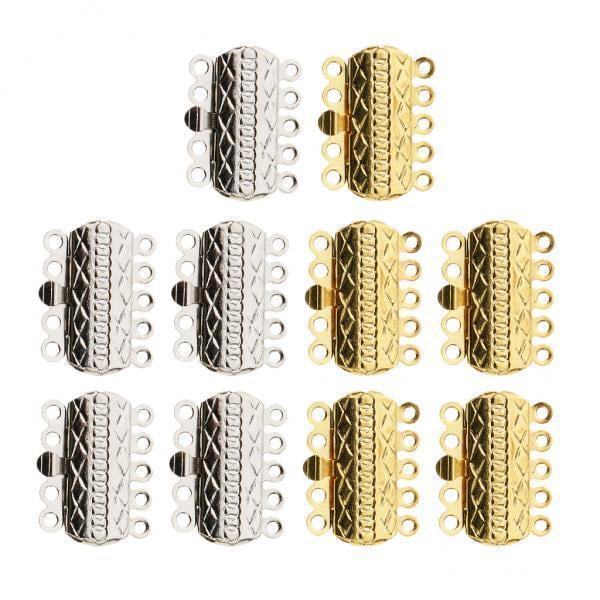 Tnarru 2x 10 Ensembles 5 Fermoirs Multi-Brins BRACELET Perles Bijoux