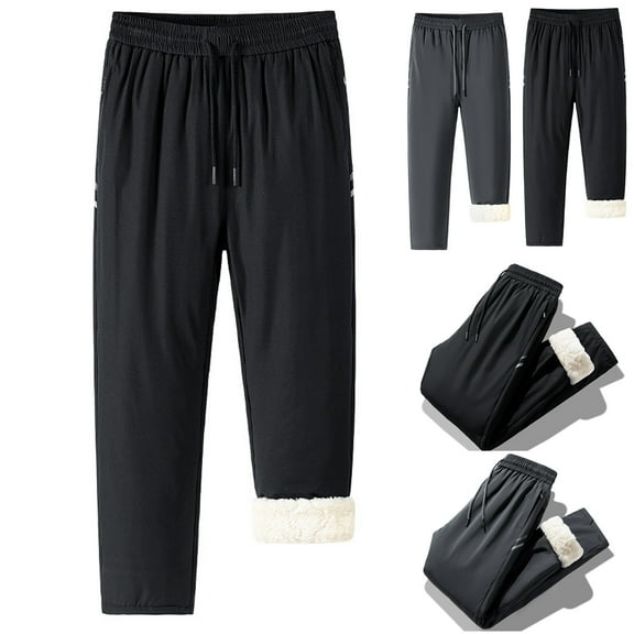 safuny Straight Leg Pants for Men Solid Color Fashion Fall Spring Trousers Soft Pockets Relaxed Elastic Waist Comfy Lounge Casual Full Length Pants Black L