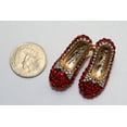 thumbnail image 3 of Ruby Rhinestone Slipper Brooch/Pin & Dangle Earrings Set, Red Ruby Rhinestone Gold Tone Slipper Jewelry Set, 3 of 5