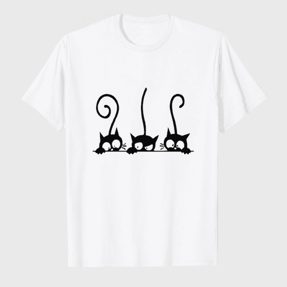 Funny Black Cat Peeking Graphic T-Shirt for Men and Women, Cute Cat Lover Casual Tee