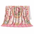 thumbnail image 2 of Ornate Vintage Pink Peony Floral Medallion Gold Scrollwork, Cozy Friendship Quote Scene, Warm Flannel Blanket for Living Room and Reading Nook, Art Lovers Friendship Gift, Artistic Home Decor, 2 of 9