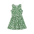 thumbnail image 3 of LTTVQM Sundresses for Girls 2-3 Casual Floral Summer Dress Boho Sleeveless Midi Dress Trendy Crew Neck A-Line Dresses Green 2-3 Years, 3 of 4