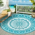 thumbnail image 4 of Aonewoe Round Outdoor Rugs 8Ft Waterproof Patio Plastic Straw Rug Reversible Camping Carpet Indoor Outdoor Area Rug for Patio,Deck,Balcony,Picnic,Beach,Outside, 4 of 9
