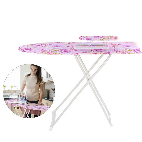 Limorve 36 inch foldable desktop ironing board with tippers, full iron frame non-slip feet for faster ironing - purple