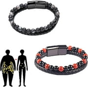 TRAHOO Natural Agate Stone Leather Beaded Bracelet, Humanic Bracelets Weight Lo-S-S For Women,Natural Agate Stone Bracelet,Agate Stone Bracelet