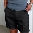 thumbnail image 3 of Fashion Simple Solid Color Loose Beach Shorts Men Daily Leisure Breath Cotton Linen Shorts Summer Vacation Casual Mens Shorts, 3 of 5
